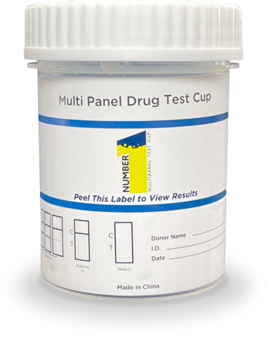 backside of 18 panel number one drug test cup